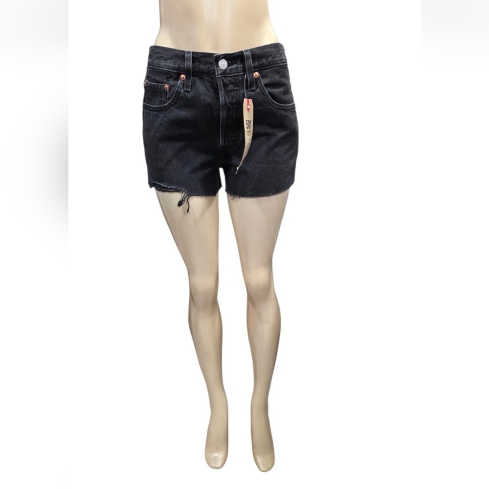 NWT Levi's 501 High Rise Denim Shorts 26 Black